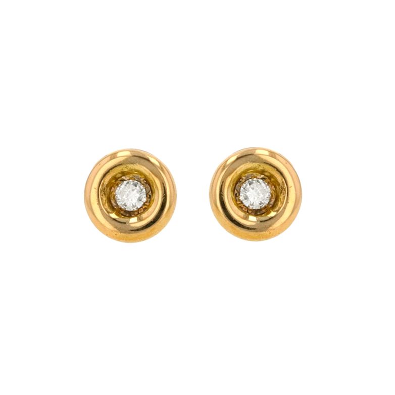 Boucles d'oreilles diamants 0.06 carat or jaune 1.22g Comme neuf -  reconditionné disponible sur Gemme Les Bijoux